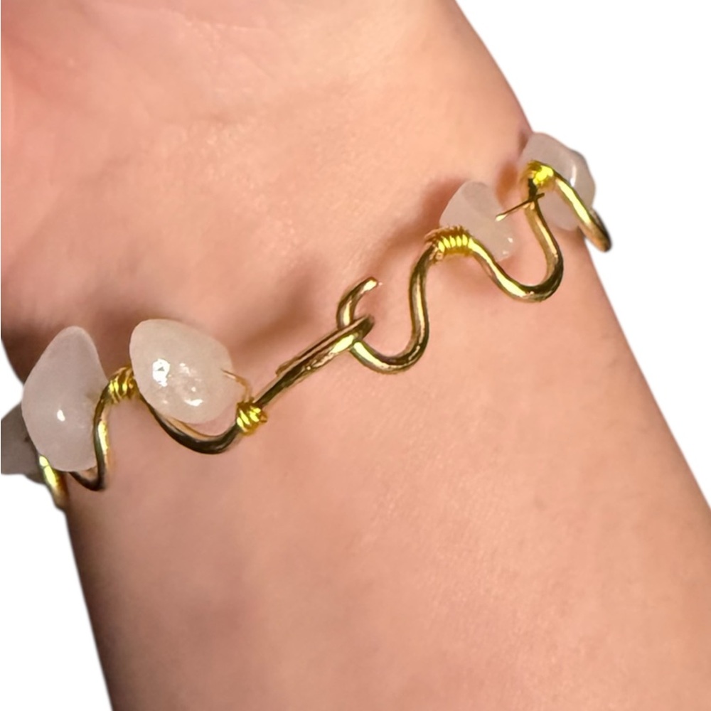 Gold and White Stone Bracelet